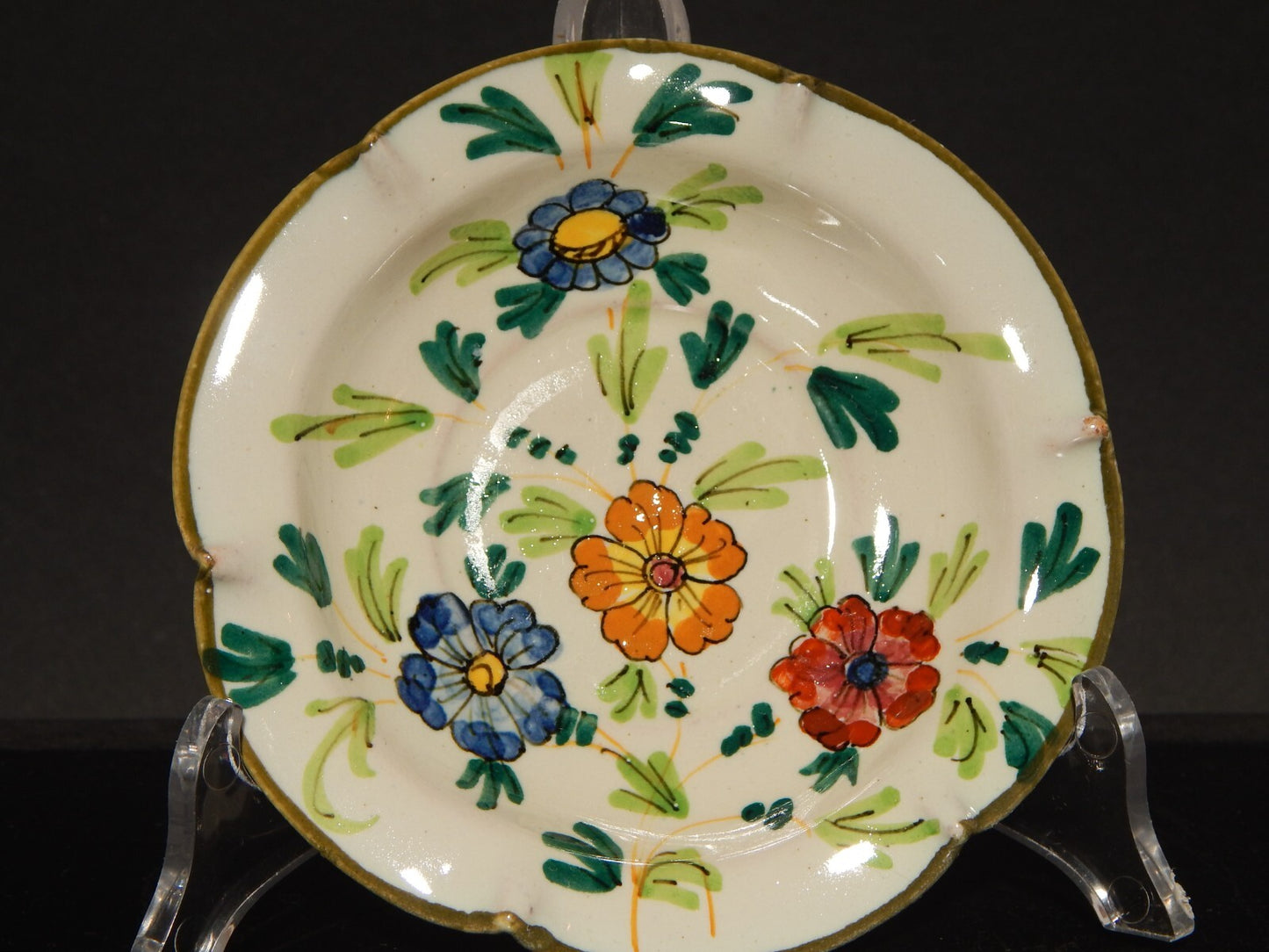 ANTICA RARA TAZZA E PIATTINO IN MAIOLICA CERAMICA CANTAGALLI FIRENZE ITALY #1346