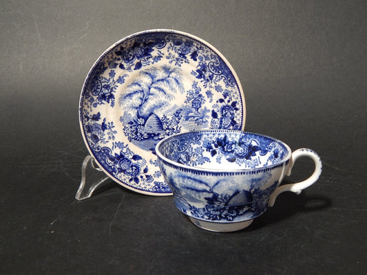 WILLIAM RIDGWAY 1830 ANTICA PREZIOSA TAZZA DA TE' POTTERY BIANCA BLU