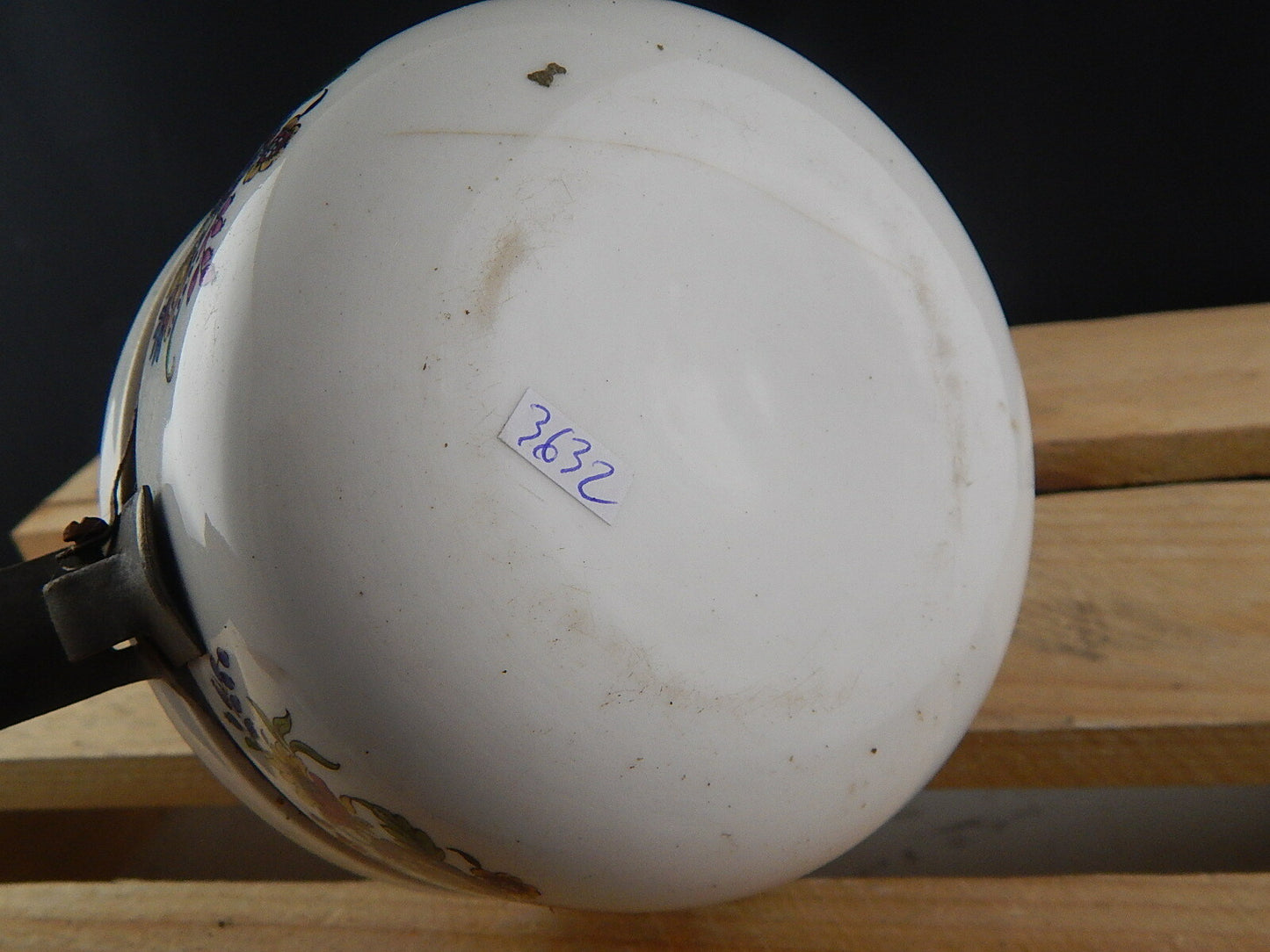 ANTICO RARISSIMO TEGAME PENTOLINO CERAMICA SMALTATA DECORO FLOREALE COLLEZIONE