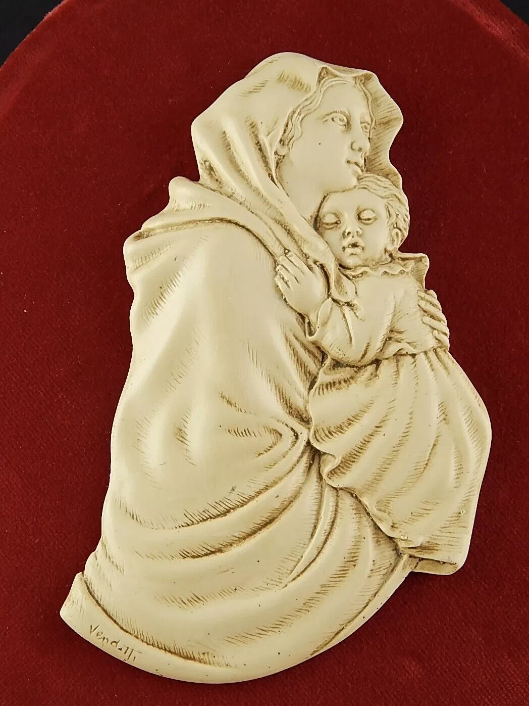 VINTAGE BASSO RILIEVO FIRMATA VENDITTI ISPIRATA A MADONNA DEL RIPOSO