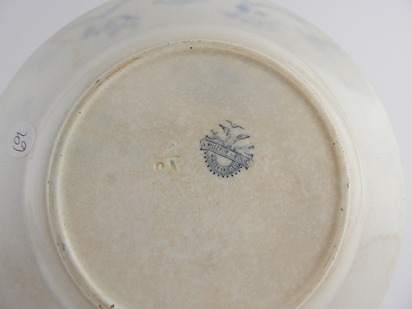 ANTICO PIATTO FAN-TAO PORCELLANA BIANCA-BLU VILLEROY&BOCH 1842 WALLERFANGEN