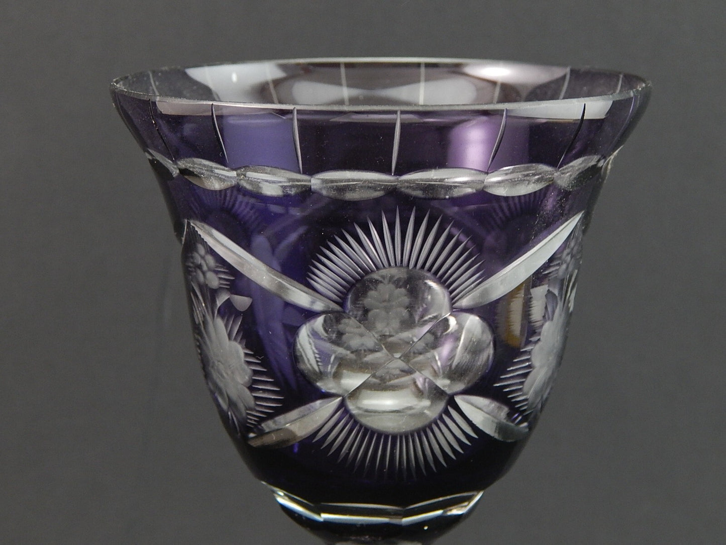 PREZIOSO VINTAGE BICCHIERE CALICE CRISTALLO BOEMIA MOLATO A1048