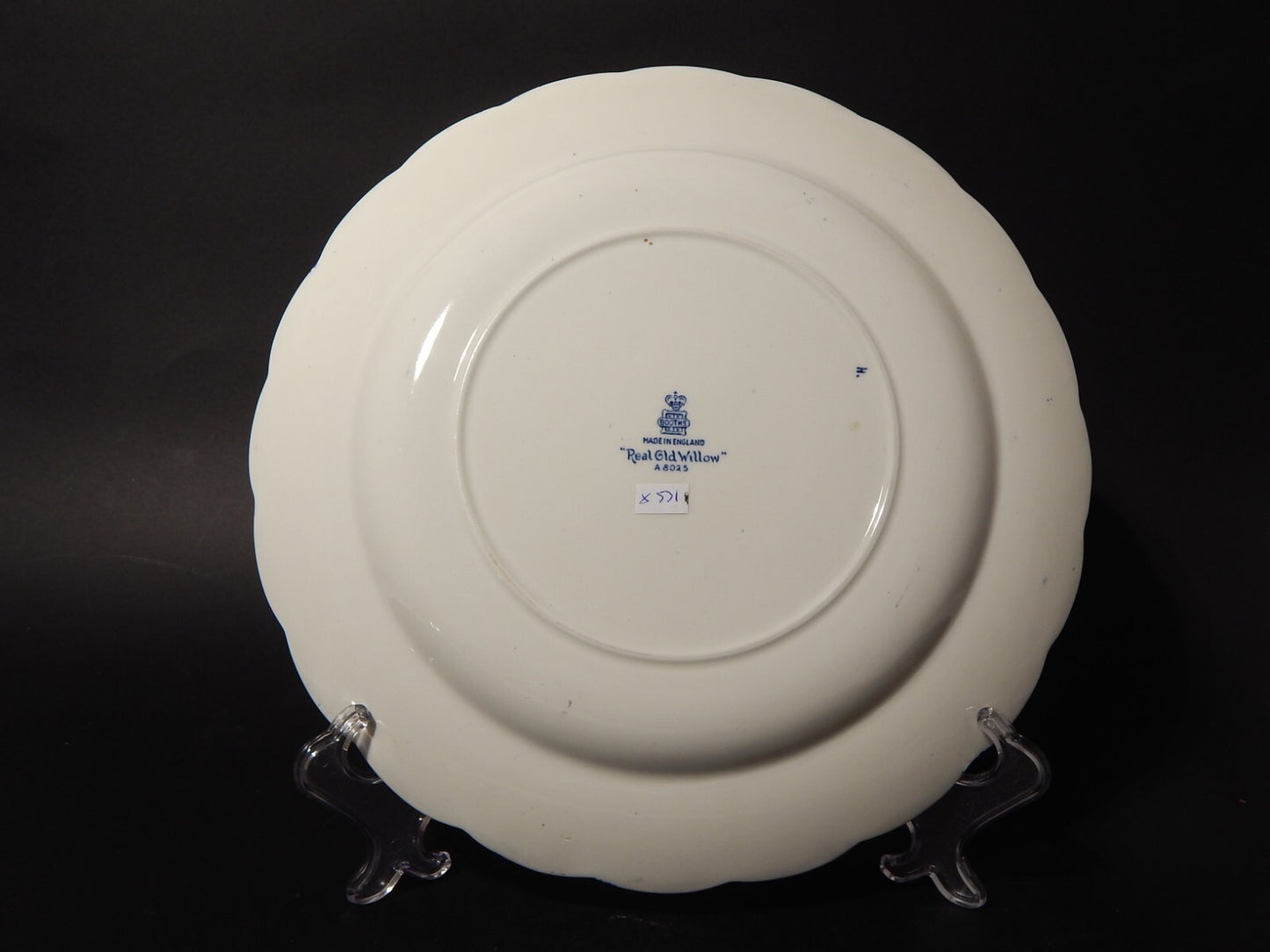 ANTICO REAL OLD WILLOW BOOTHS VASSOIO PORCELLANA INGLESE BIANCO BLU E ORO CM. 30