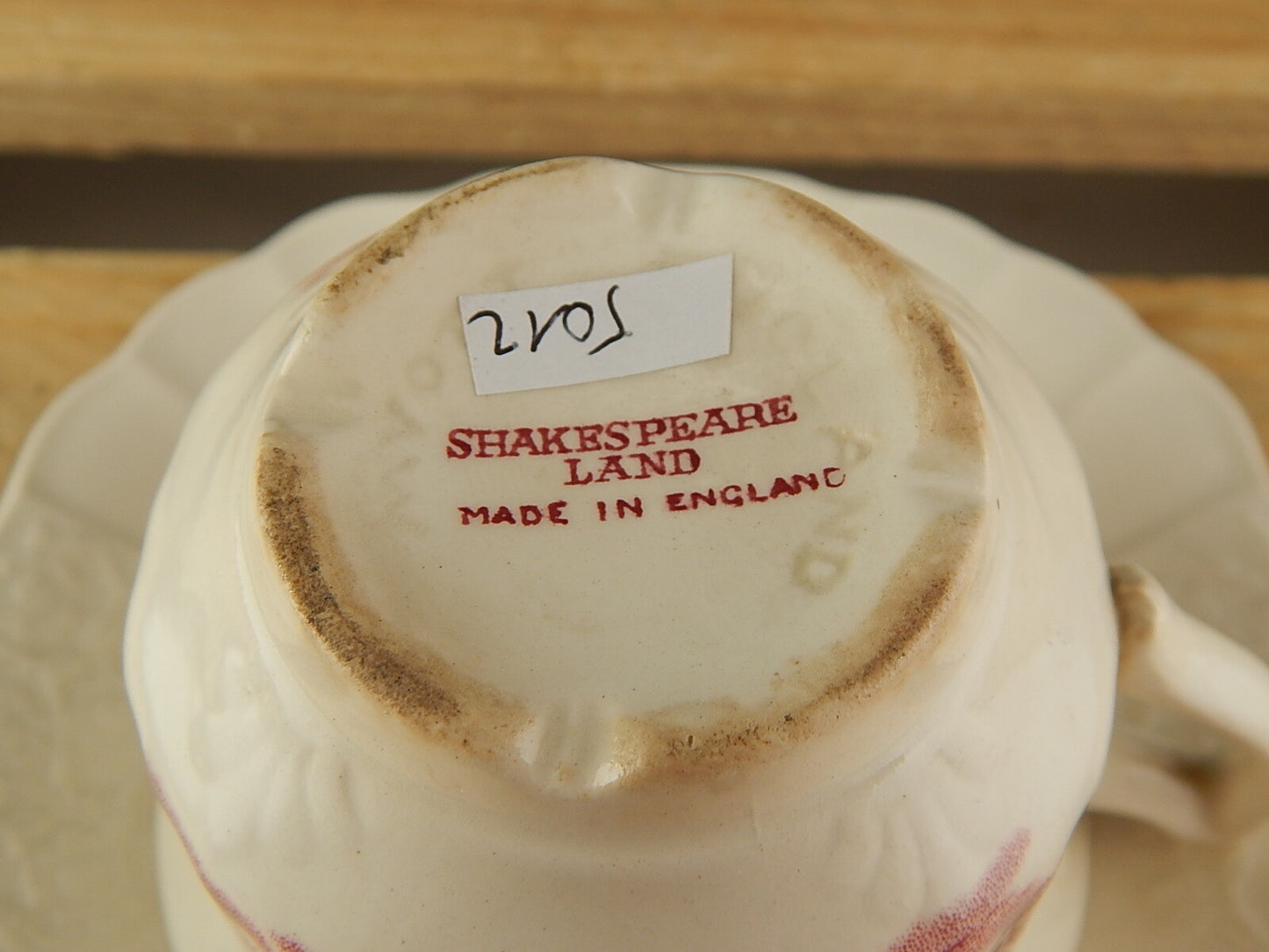 TAZZA CERAMICA ANTICA SHAKESPEARE LAND MYOTT SON & CO 1830 HANLEY BIANCO ROSSO