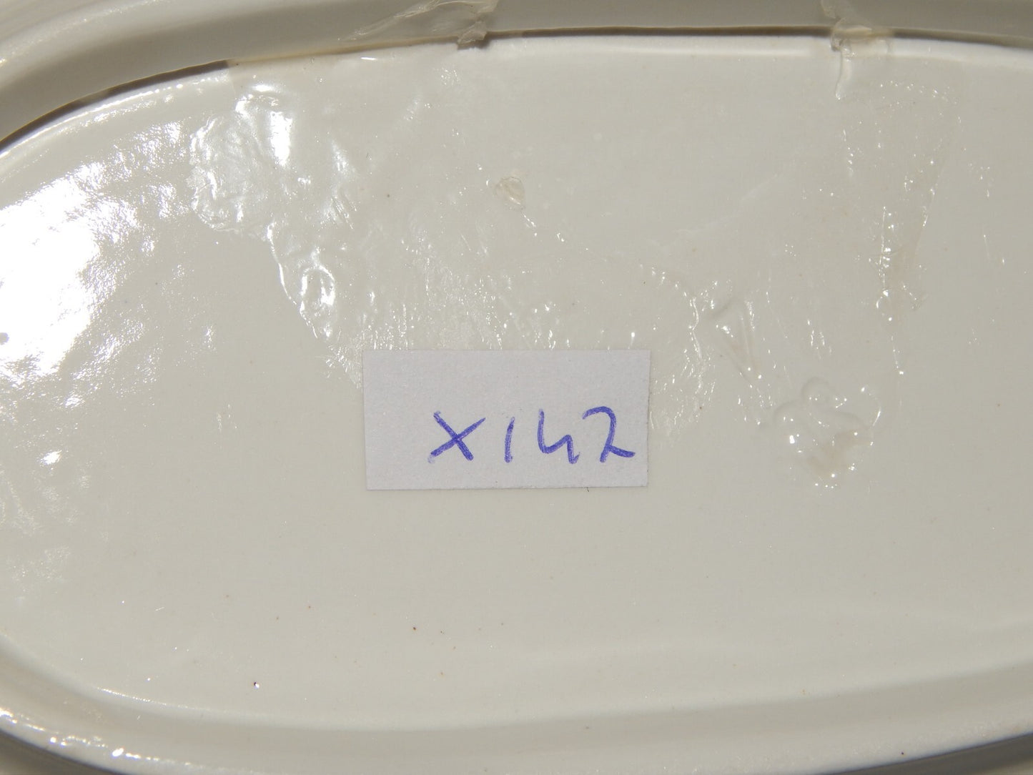 ANTICO RARO VASSOIO CERAMICA BIANCA PROFILO BLU RICHARD MILANO FINE 800 (X147)