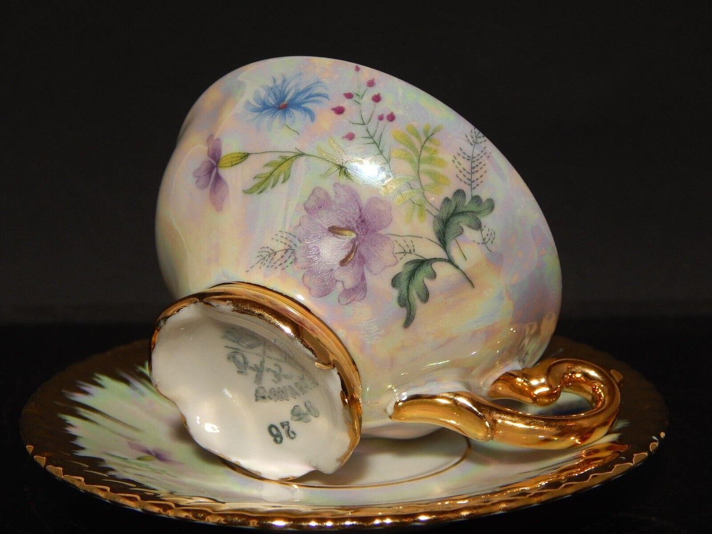 ANTICA RARA TAZZINA CAFFE' PORCELLANA BAVARIA RUDOLF WACHTER DECORO LUSTRO E ORO