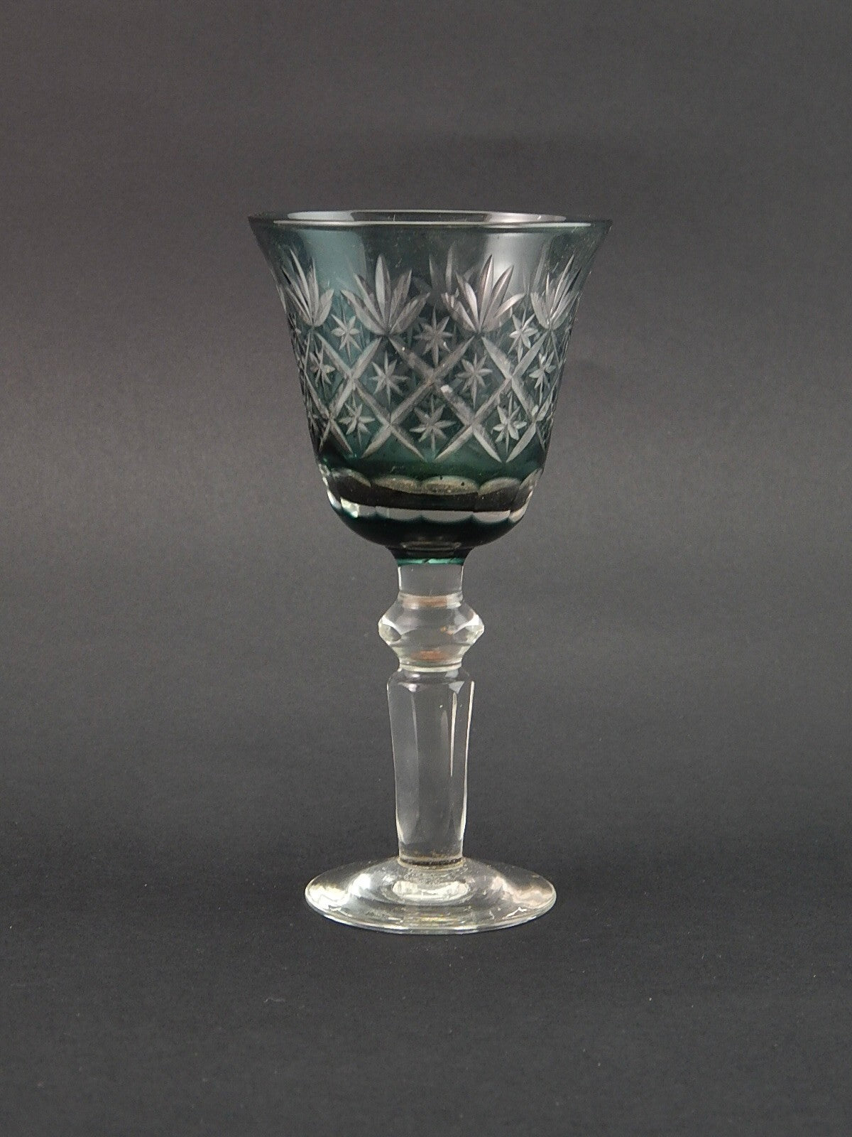 ANTICO PREZIOSO BICCHIERE CALICE CRISTALLO MOLATO BOEMIA