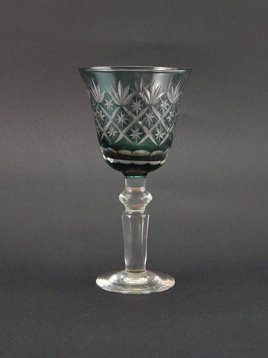 ANTICO PREZIOSO BICCHIERE CALICE CRISTALLO MOLATO BOEMIA