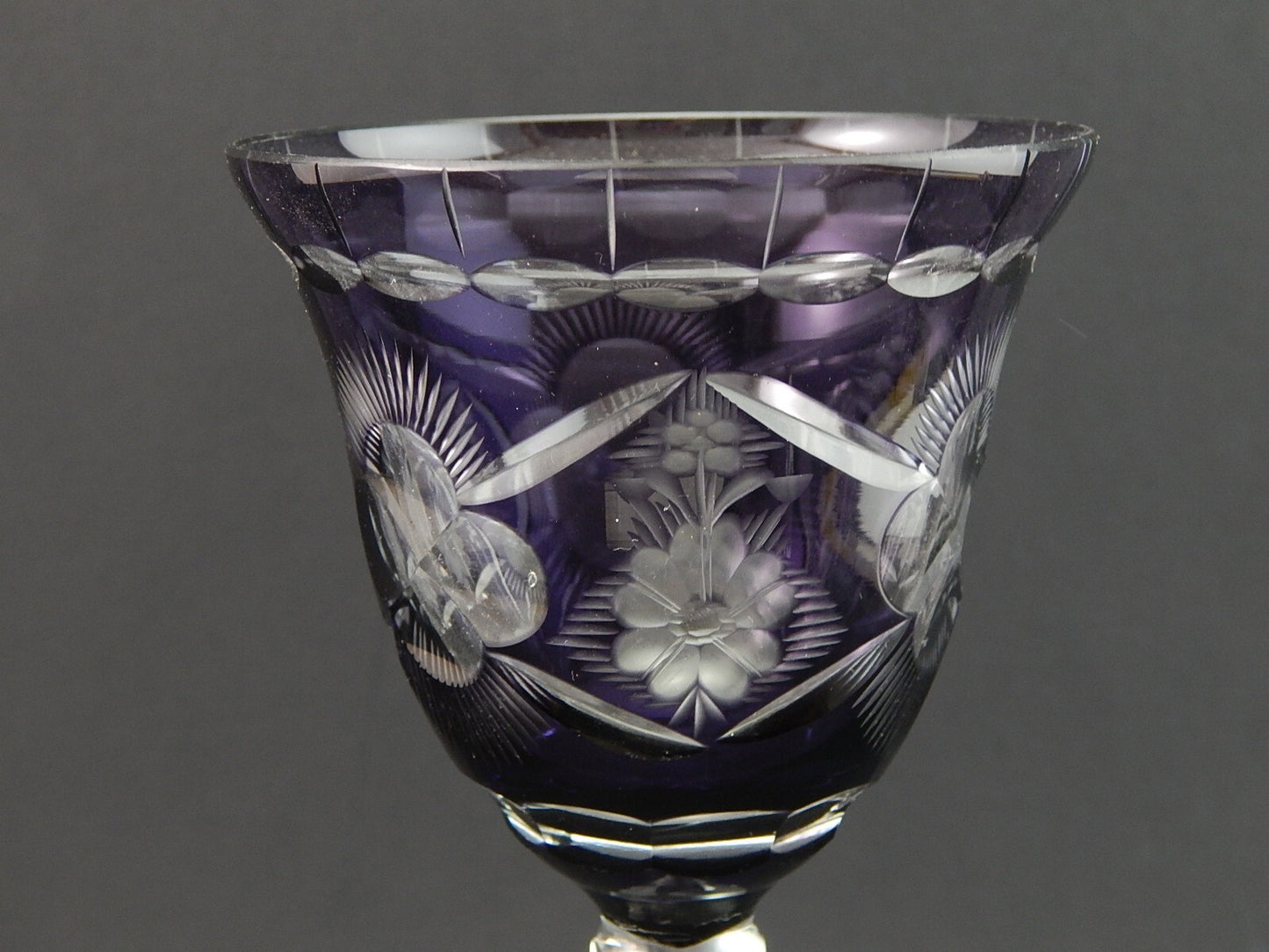 PREZIOSO VINTAGE BICCHIERE CALICE CRISTALLO BOEMIA MOLATO A1048