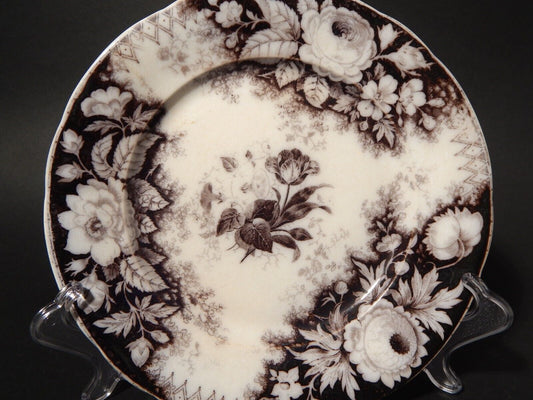 ANTICO PIATTO CERAMICA DISEGNO JARDINIERE VILLEROY & BOCH FINE '800 difetto 1144