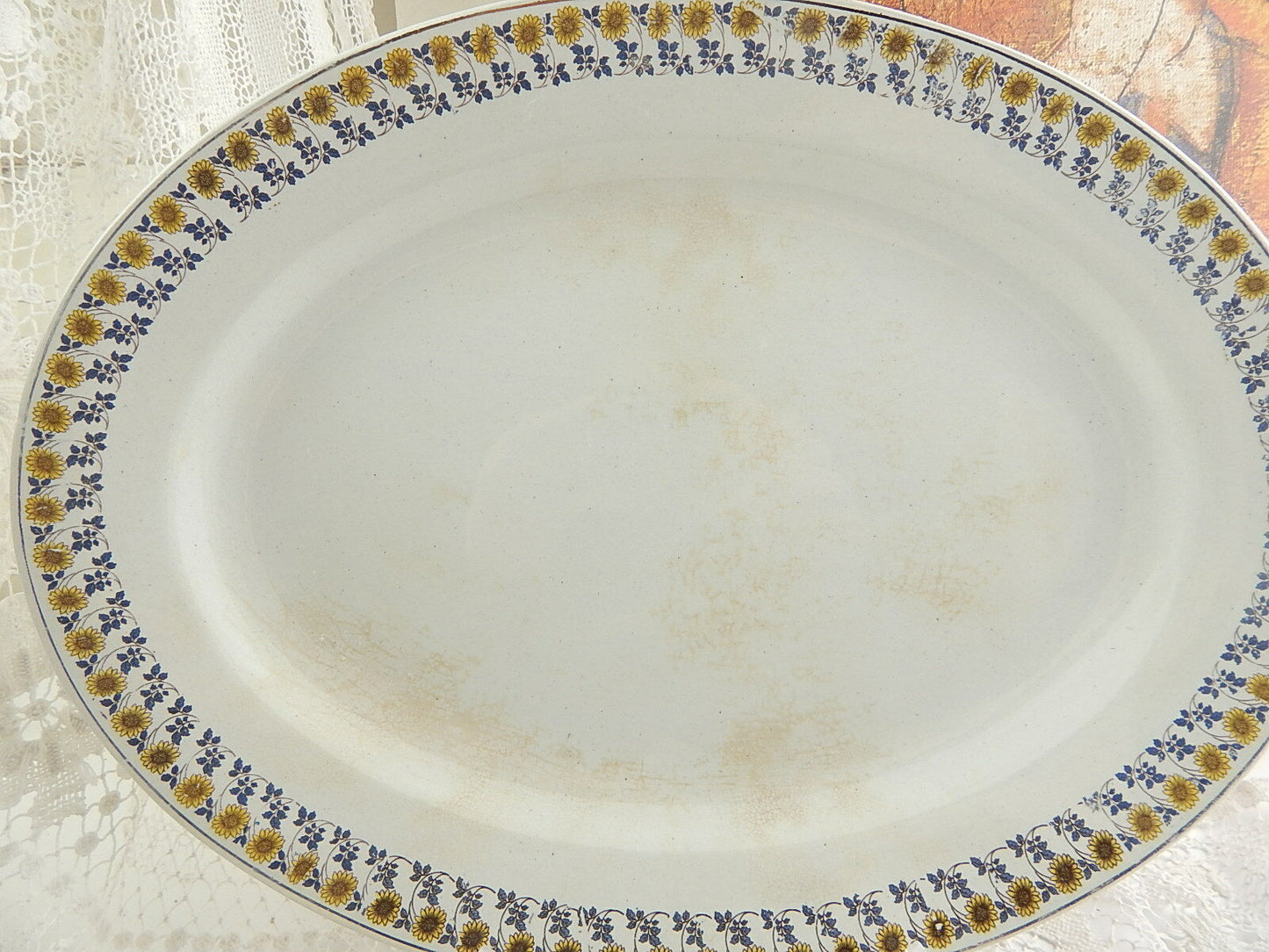 ANTICO ART NOUVEAU VASSOIO RAVIERA SOCIETÀ CERAMICA ITALIANA LAVENO GIRASOLI #