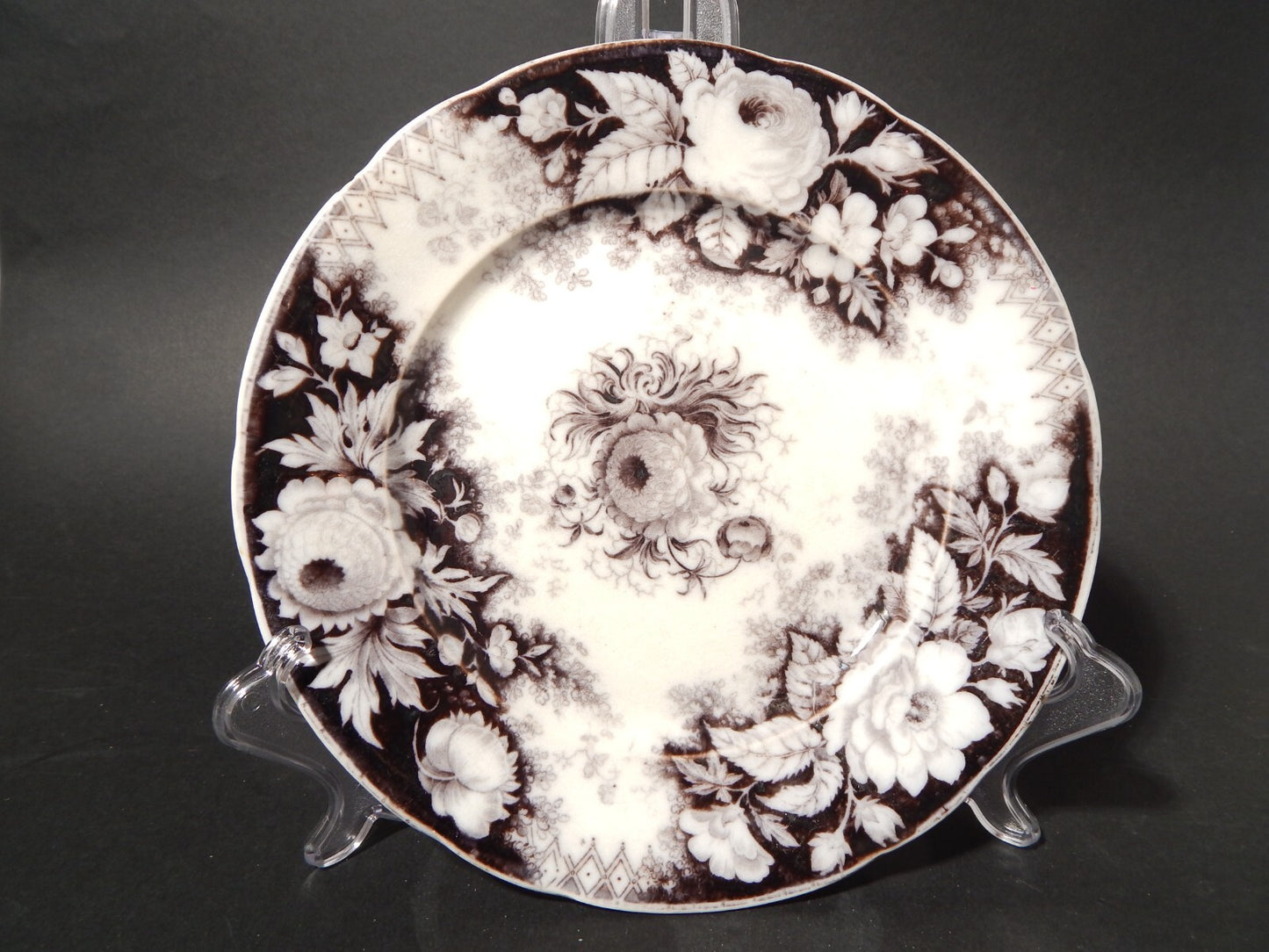 ANTICO PIATTO CERAMICA DISEGNO JARDINIERE VILLEROY & BOCH FINE '800 difetto 1143