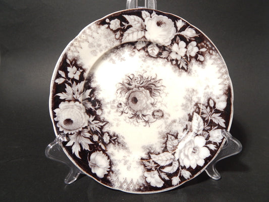 ANTICO PIATTO CERAMICA DISEGNO JARDINIERE VILLEROY & BOCH FINE '800 difetto 1143