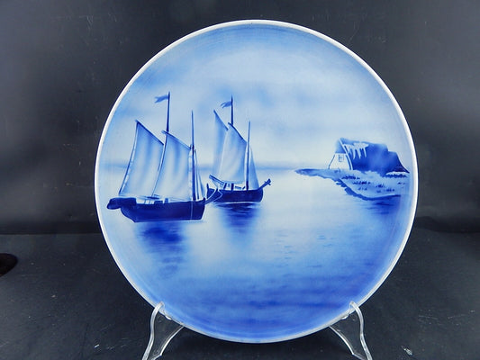 ANTICO PIATTO PARETE DECORATIVO PORCELLANA VILLEROY&BOCH MARINA BIANCO BLU CM 30