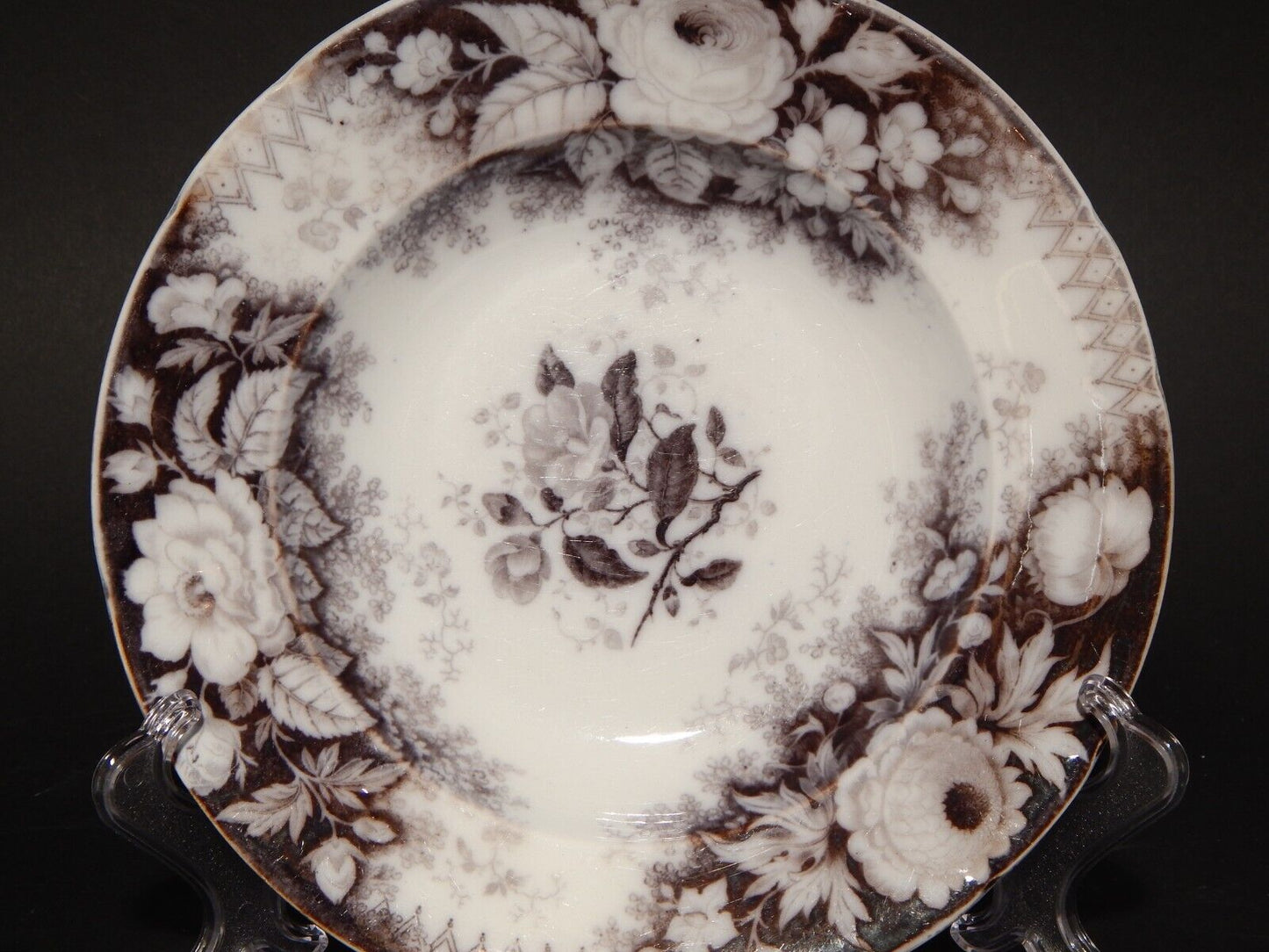 ANTICO RARO PIATTO FONDO CERAMICA DECORO JARDINIERE VILLEROY & BOCH FINE '800