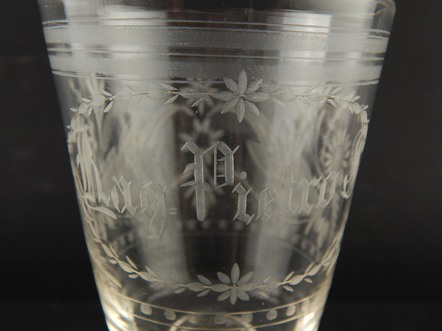 ANTICO 1800 COLLEZIONE CALICE CRISTALLO INCISO ALL'ACIDO RAGIONIER PIETRO