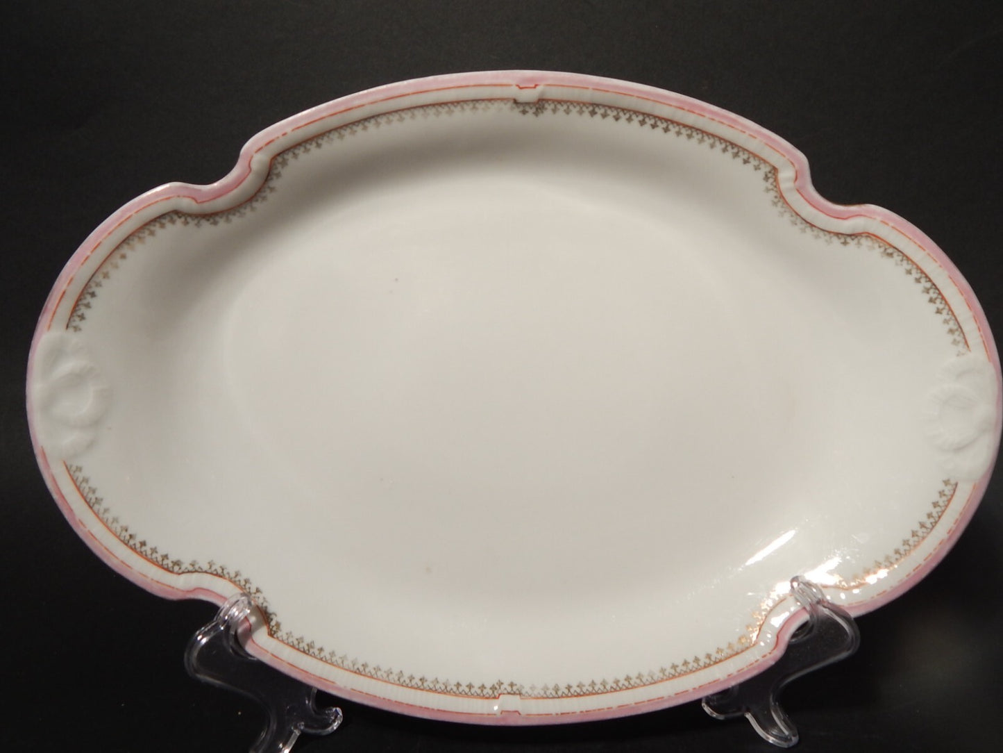 ANTICA VASSOIO PORCELLANA GINORI LIBERTY DECORO ROSA E ORO DIFETTO #916