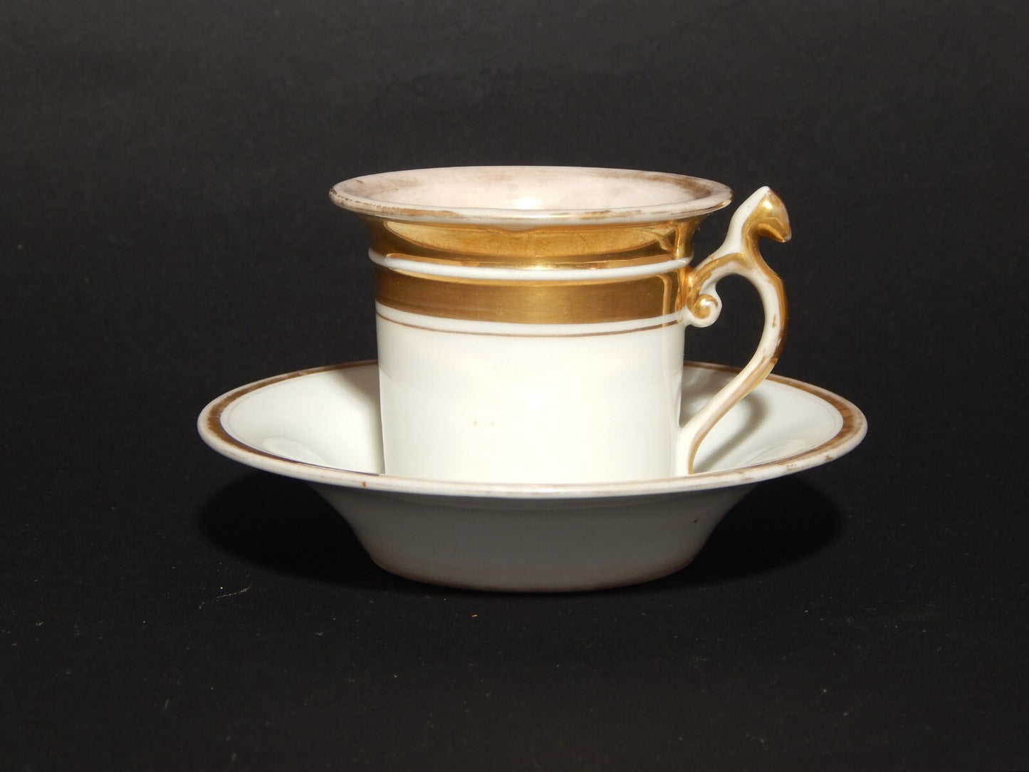 ANTICA PREZIOSA TAZZA PORCELLANA BIANCA E ORO IMPERO GINORI DOCCIA META' 800 #