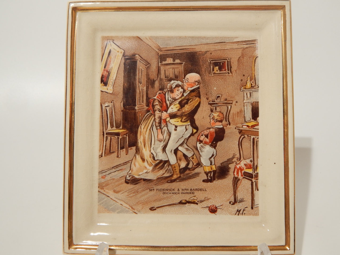 PLACCA O VASSOIO CERAMICA ANTICA HANLEY STAFFORDSHIRE PICKWICK PAPERS DICKENS