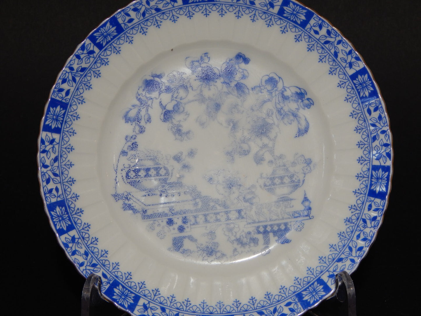 ANTICO PIATTO DESSERT O TORTA PORCELLANA BAVARIA DECORO BLAU CHINA