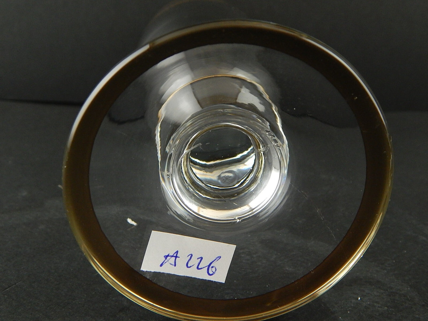 PREZIOSO STILE IMPERO BICCHIERE CALICE FLUTE VETRO SOFFIATO MURANO VENEZIANO ORO