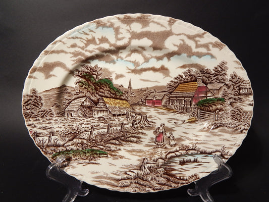 ANTICO VASSOIO CERAMICA INGLESE MYOTT DISEGNO RURAL SCENE STAMPA A MANO X553