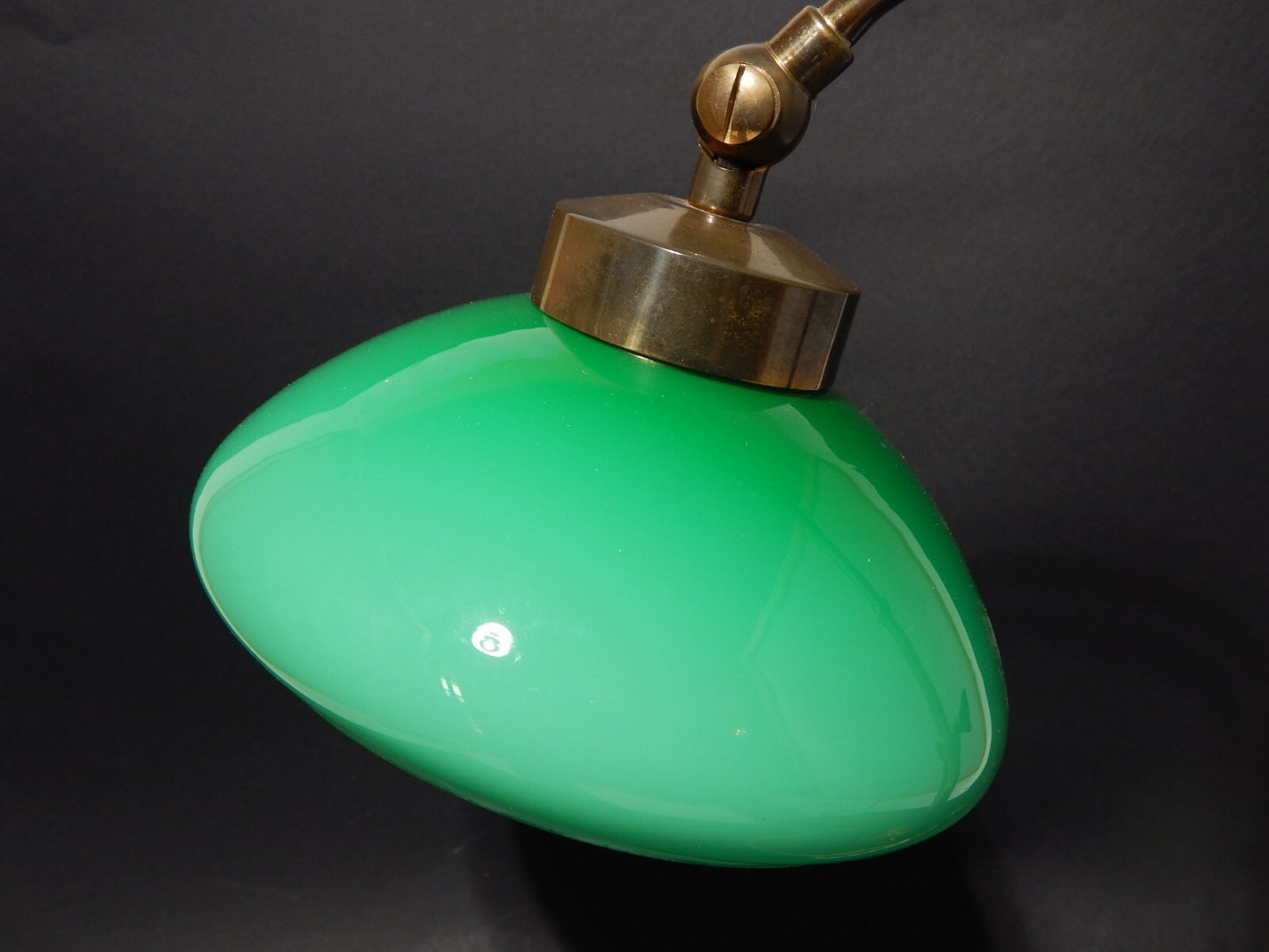 RETRO LAMPADA TAVOLO SCRIVANIA ART DECO MINISTERO PARALUME VETRO VERDE OPALINO