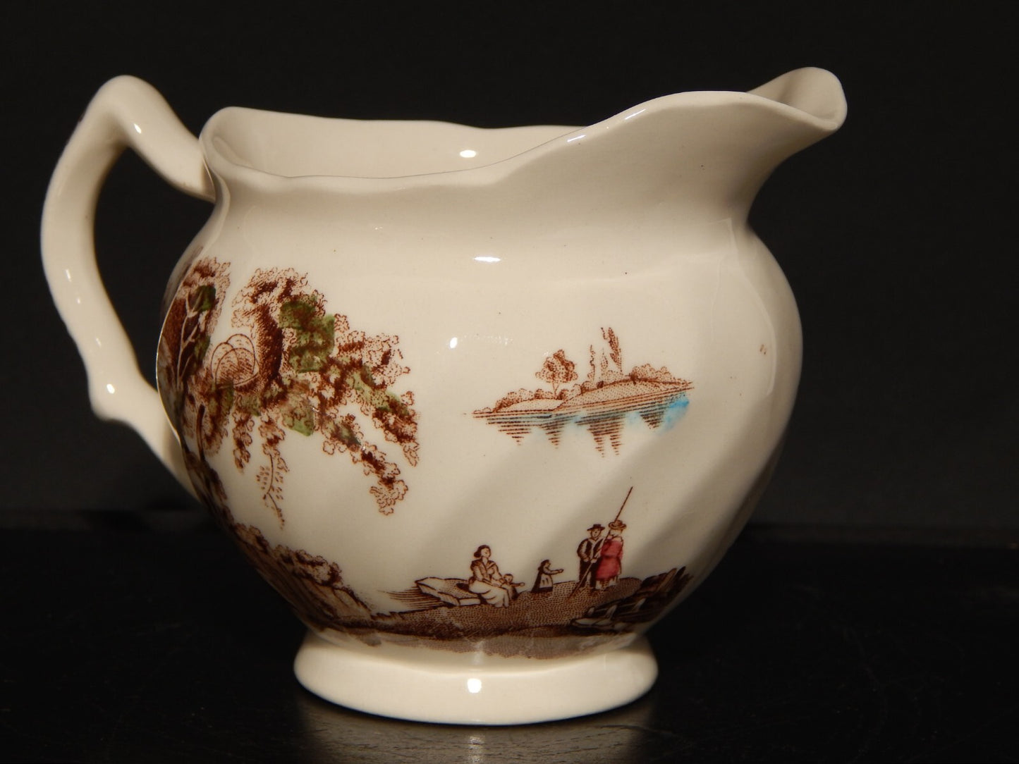 VINTAGE LATTIERA BRICCO SEMI PORCELLANA JOHNSON BROS THE OLD MILL STAMPA A MANO