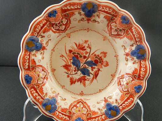 VINTAGE RARA CIOTOLA PIATTO CERAMICA ROYAL DELFT IMARI PIJNACKER ROSSO ORO