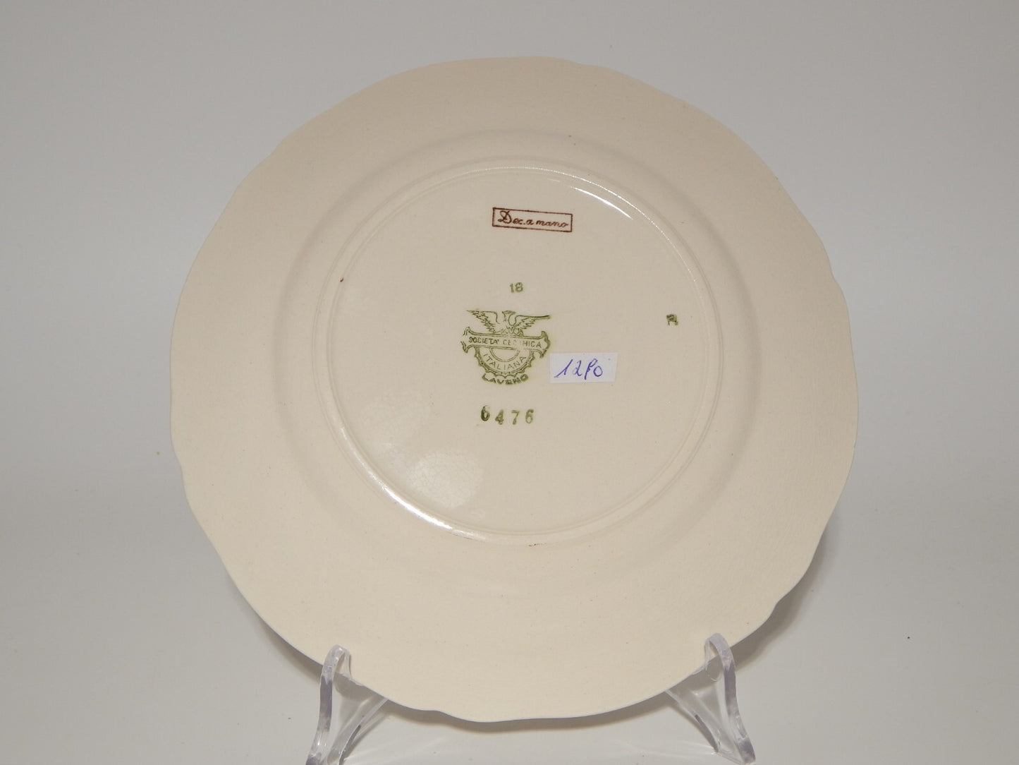 ANTICO PIATTO PI ANO CERAMICA S.C.I. LAVENO ANDLOVIZ PAESAGGIO DIPINTO A MANO ##