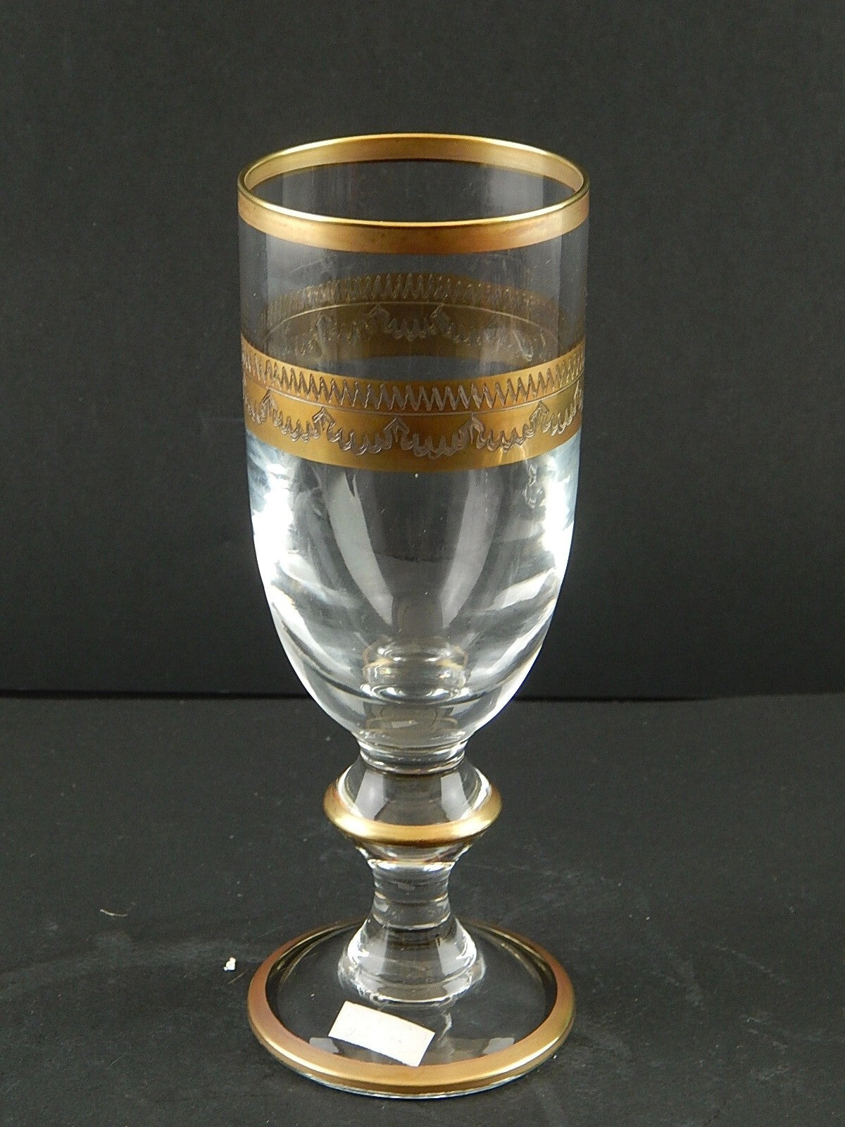 PREZIOSO STILE IMPERO BICCHIERE CALICE FLUTE VETRO SOFFIATO MURANO VENEZIANO ORO