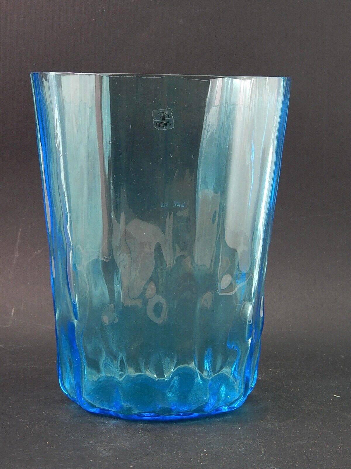 VINTAGE ORIGINALE VASO VETRO SOFFIATO ACQUA MARINA VETRI MURANO AURELIANO TOSO