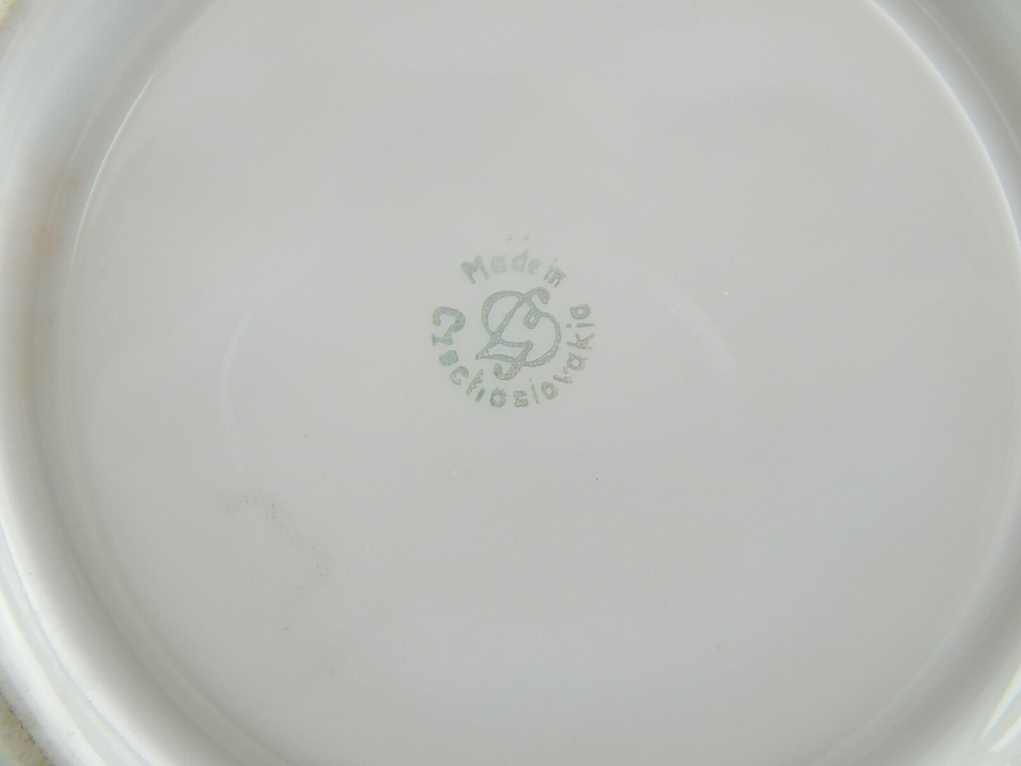 ROCAILLE ANTICA TAZZA CON PIATTO COLAZIONE PORCELLANA BIANCA DECORO ORO BOEMA