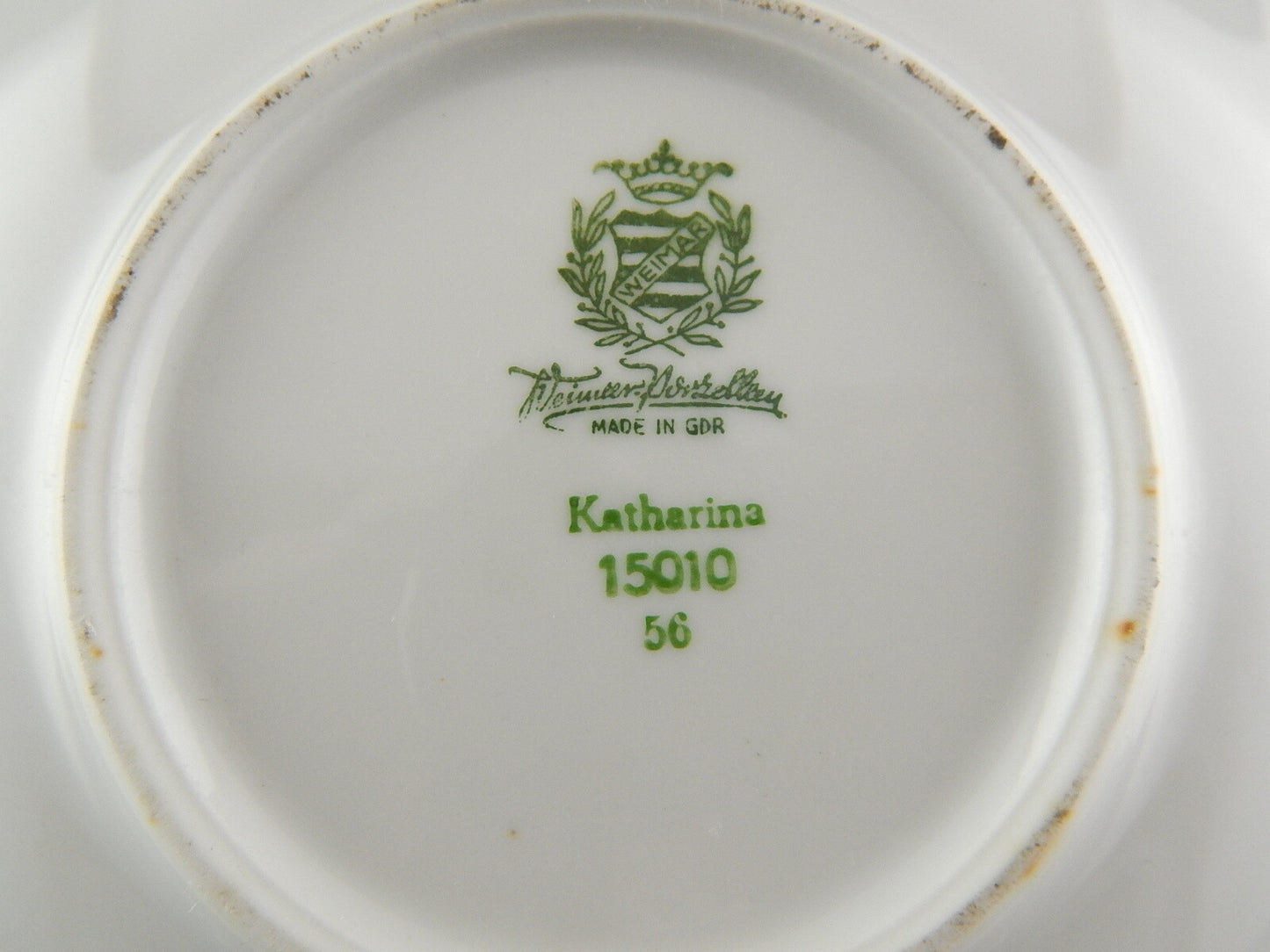 ANTICO SET TE' TAZZA PIATTO PORCELLANA AVORIO DECORO ORO WEIMAR TURINGIA 1940