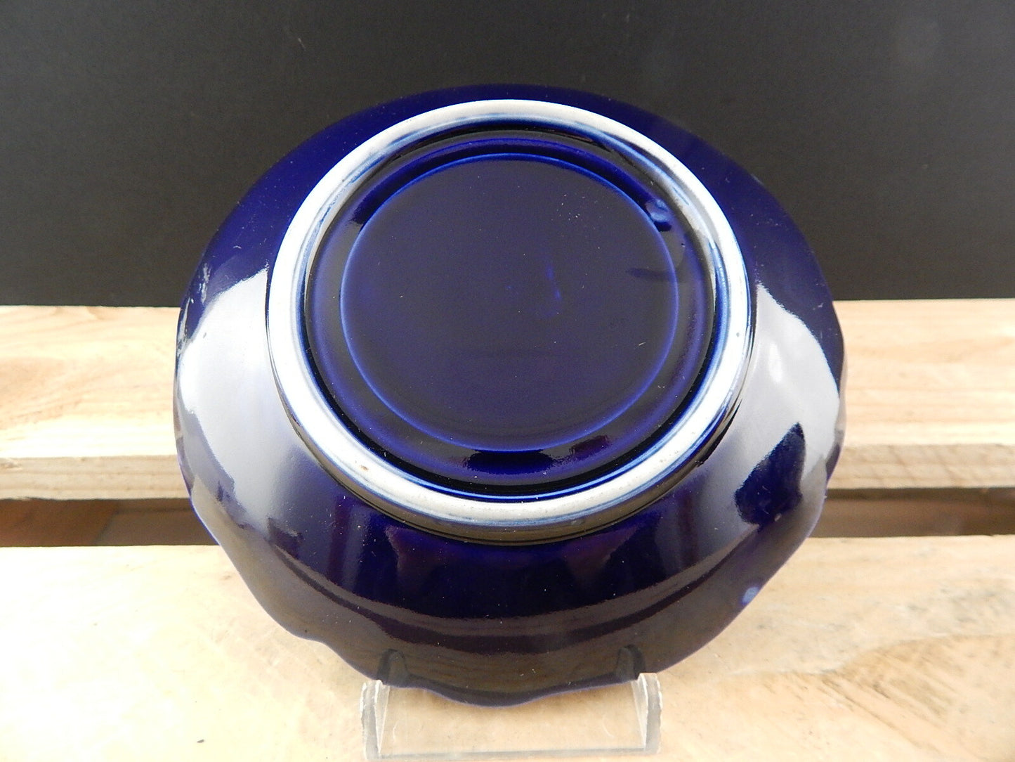 ANTICA PREZIOSA TAZZA PIATTO PORCELLANA ART NOUVEAU BLU COBALTO COLLEZIONE 1900