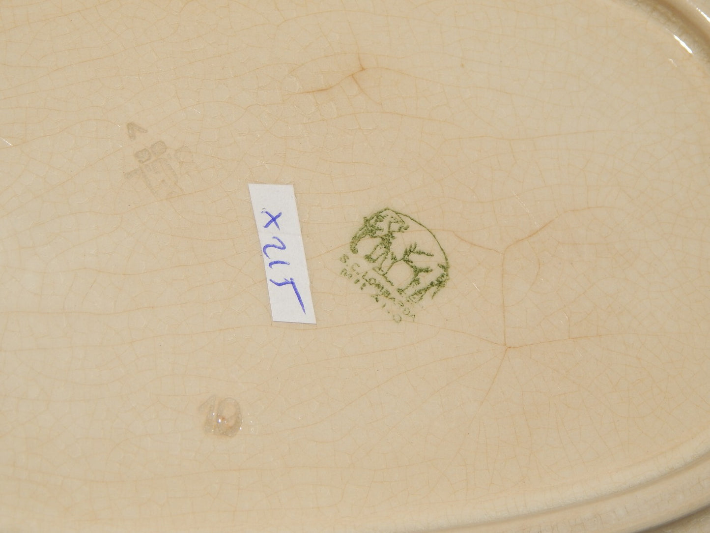 ANTICO RARO VASSOIO CERAMICA LOMBARDA ELEFANTINO PRIMO 900