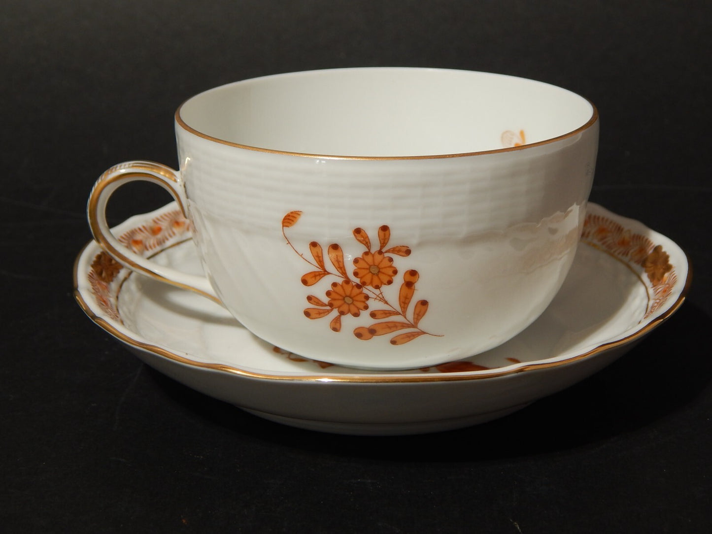 PREZIOSA PORCELLANA HEREND TAZZA TE' APPONYI CHINESE BOUQUET RUGGINE 1726