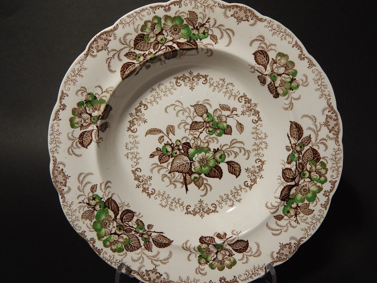 ANTICO 1850 PIATTO FONDO SEMI PORCELLANA INGLESE RIDGWAY &C. APPLE BLOSSOM