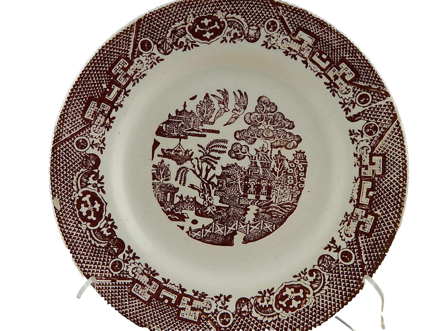 ANTICO PIATTO CERAMICA VEDOVA BESIO&FIGLIO MONDOVI' FINE 800 STAMPA MANO WILLOW