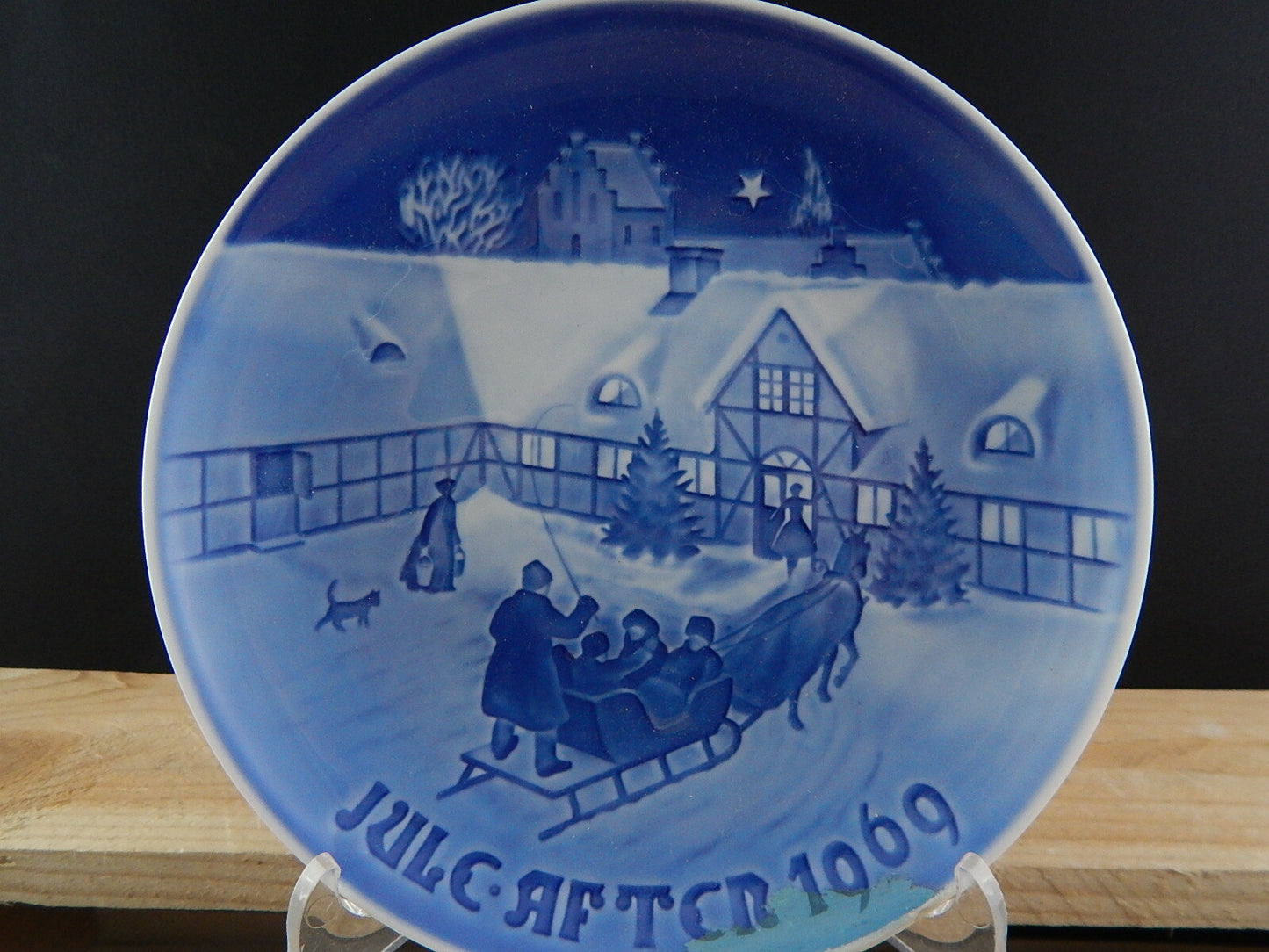 ROYAL COPENHAGEN BING&GRONDAHL PIATTO DI NATALE 1969 PORCELLANA BLU DIFETTO