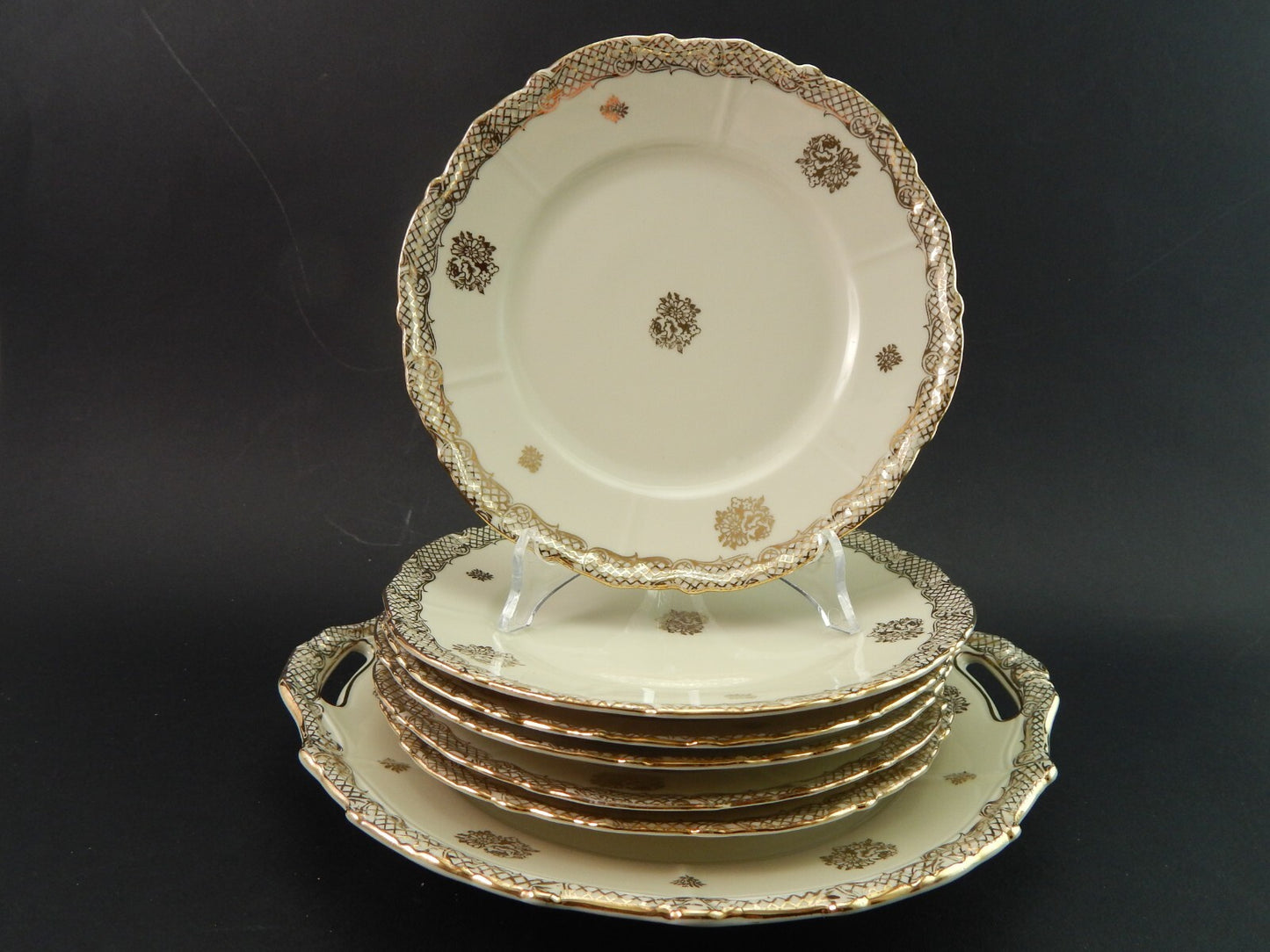 ANTICO SERVIZIO DESSERT 7 PIATTI PORCELLANA VOHENSTRAUSS BAVARIA SELTMANN