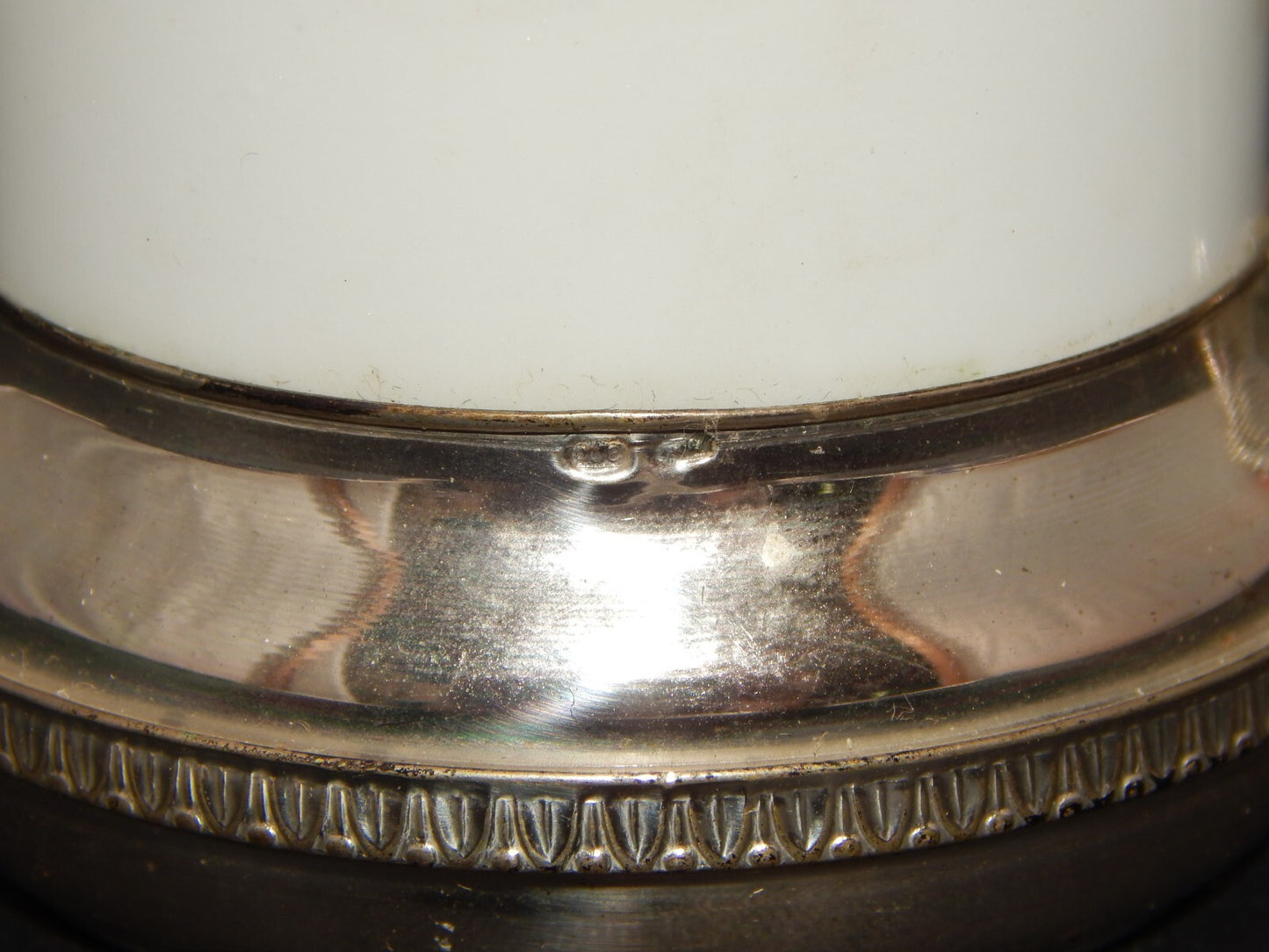 PREZIOSA TAZZINA PORCELLANA KRONESTER BAVARIA DIPINTA CON REGGITAZZA ARGENTO 800