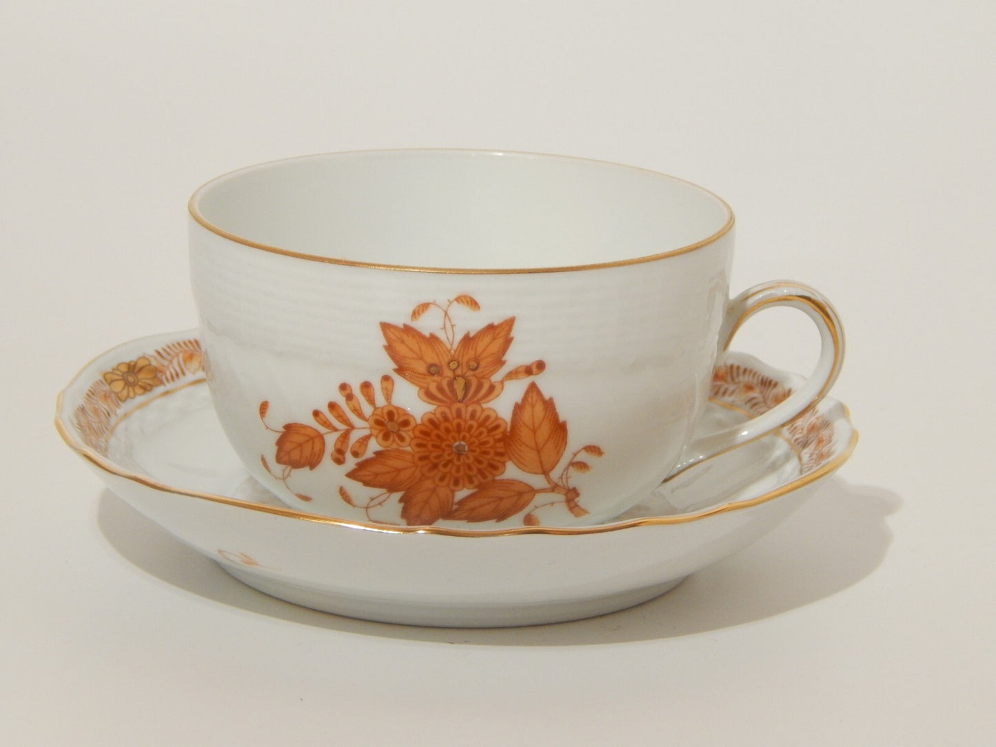 PREZIOSA PORCELLANA HEREND TAZZA TE' APPONYI CHINESE BOUQUET RUGGINE 1726