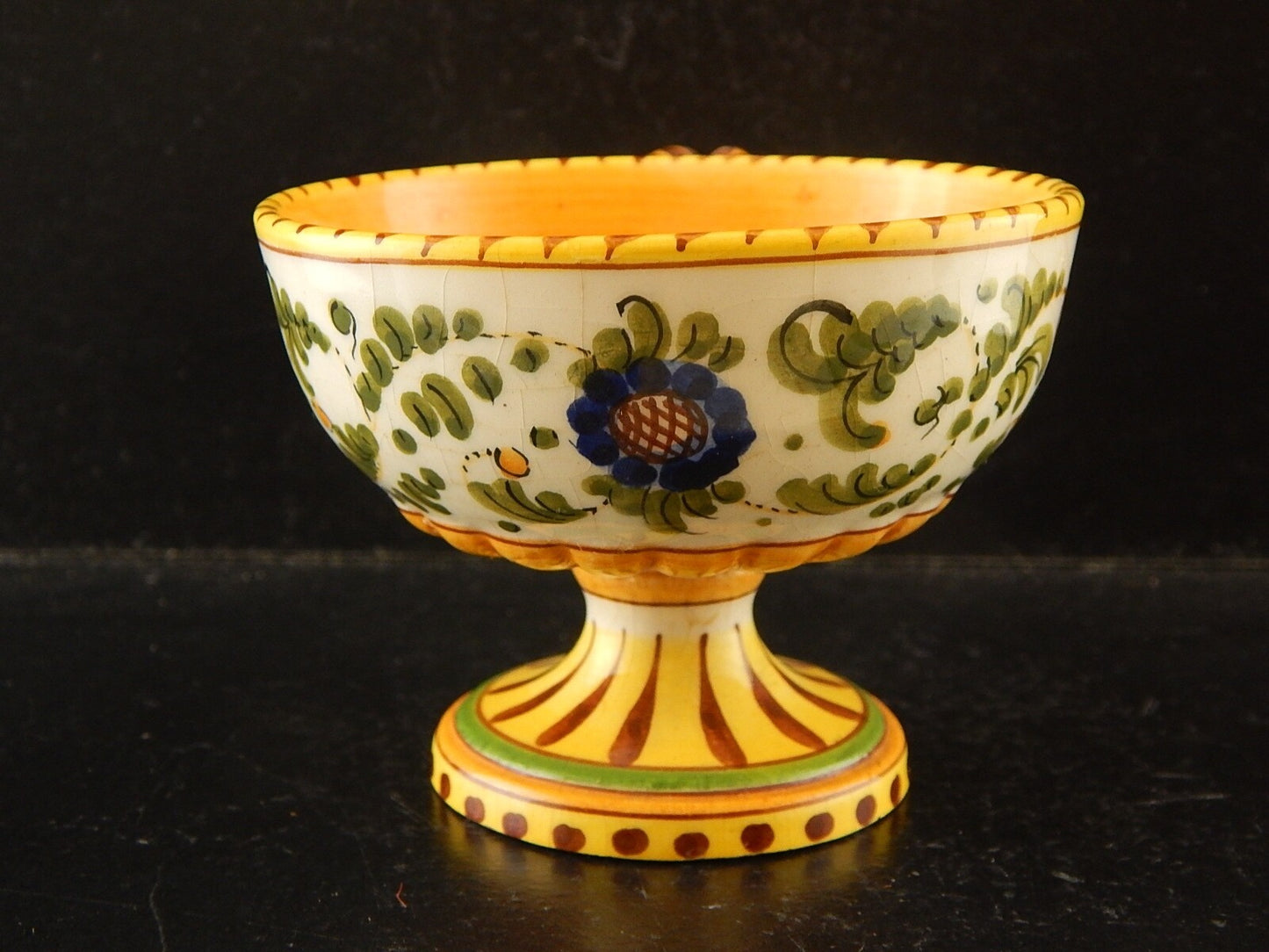 ANTICA TAZZA MAIOLICA CERAMICA POLICROMA FANTECHI ANSA A SERPE PRIMO 900 #8906