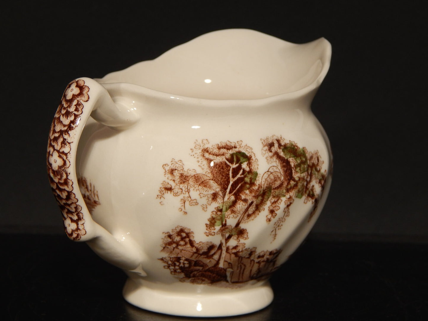 VINTAGE LATTIERA BRICCO SEMI PORCELLANA JOHNSON BROS THE OLD MILL STAMPA A MANO