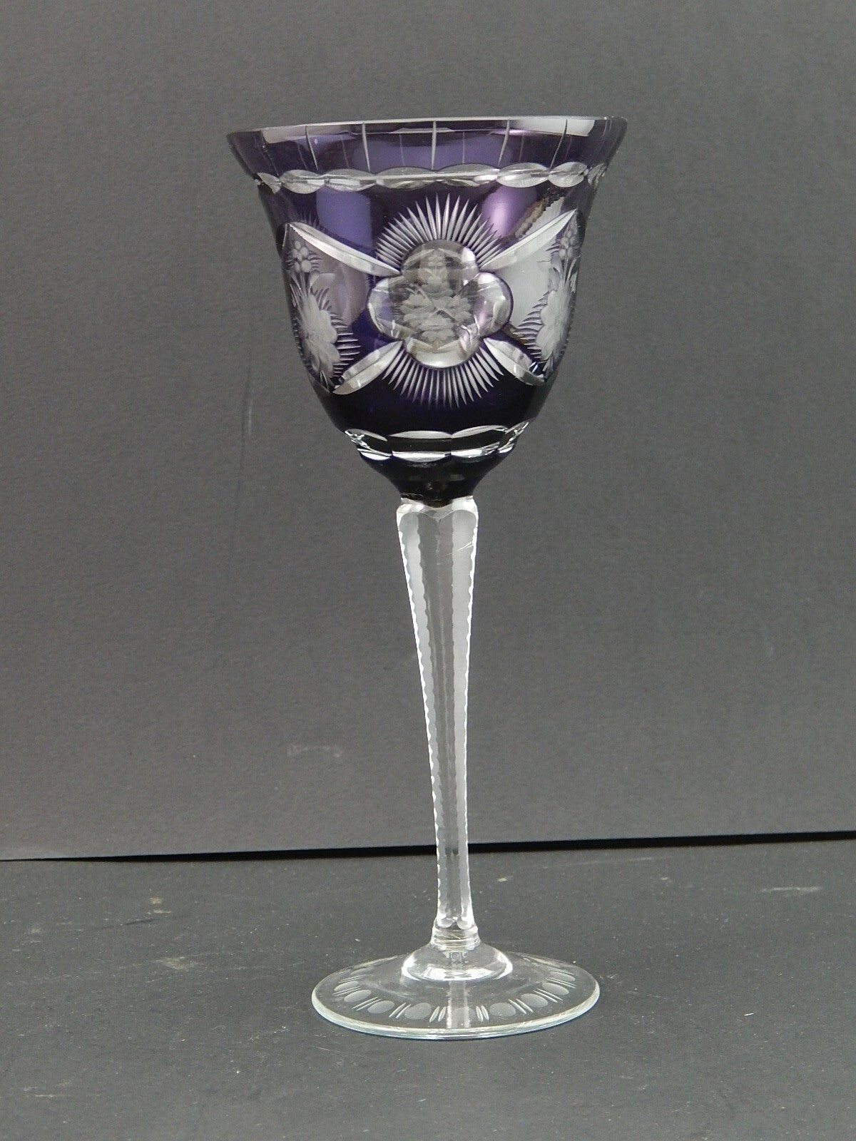 PREZIOSO VINTAGE BICCHIERE CALICE CRISTALLO BOEMIA MOLATO A1048