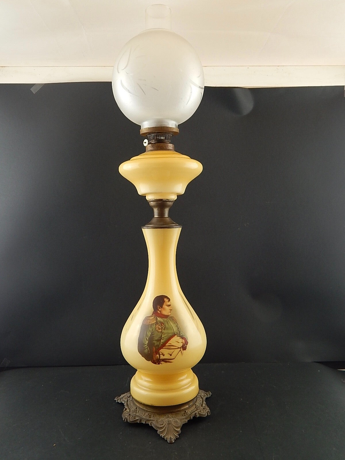 ANTICA COPPIA LAMPADE TAVOLO LUMI A PETROLIO STILE IMPERO NAPOLEONE GIUSEPPINA