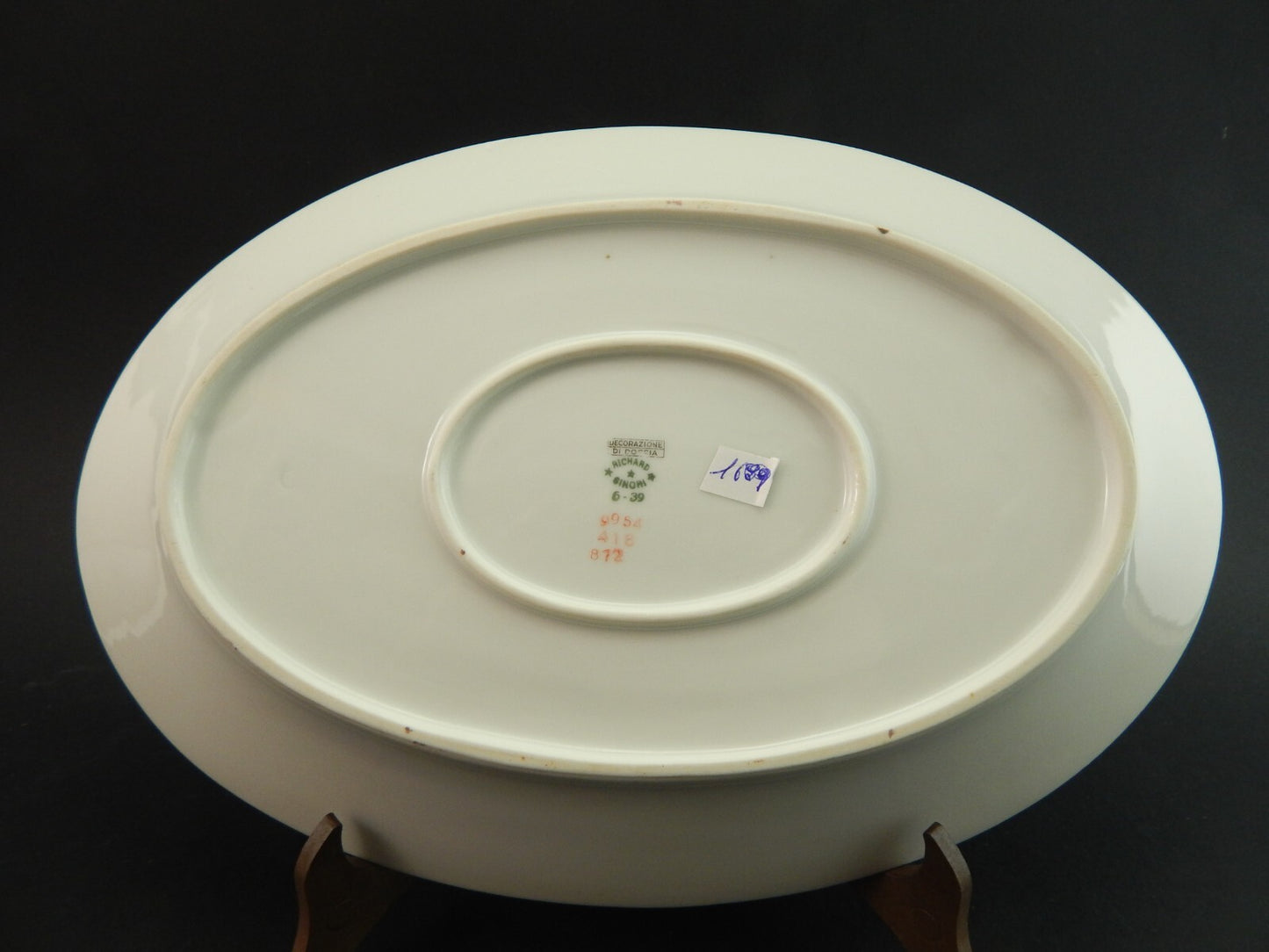 ANTICO PREZIOSO VASSOIO OVALE IMPERO PORCELLANA RICHARD GINORI DOCCIA DEL 1939 *