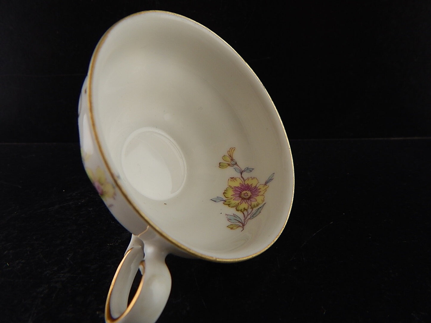 ANTICA TAZZINA CAFFE' PORCELLANA BIANCA FIORI E ORO BAVARIA SELTMANN THERESIA ##