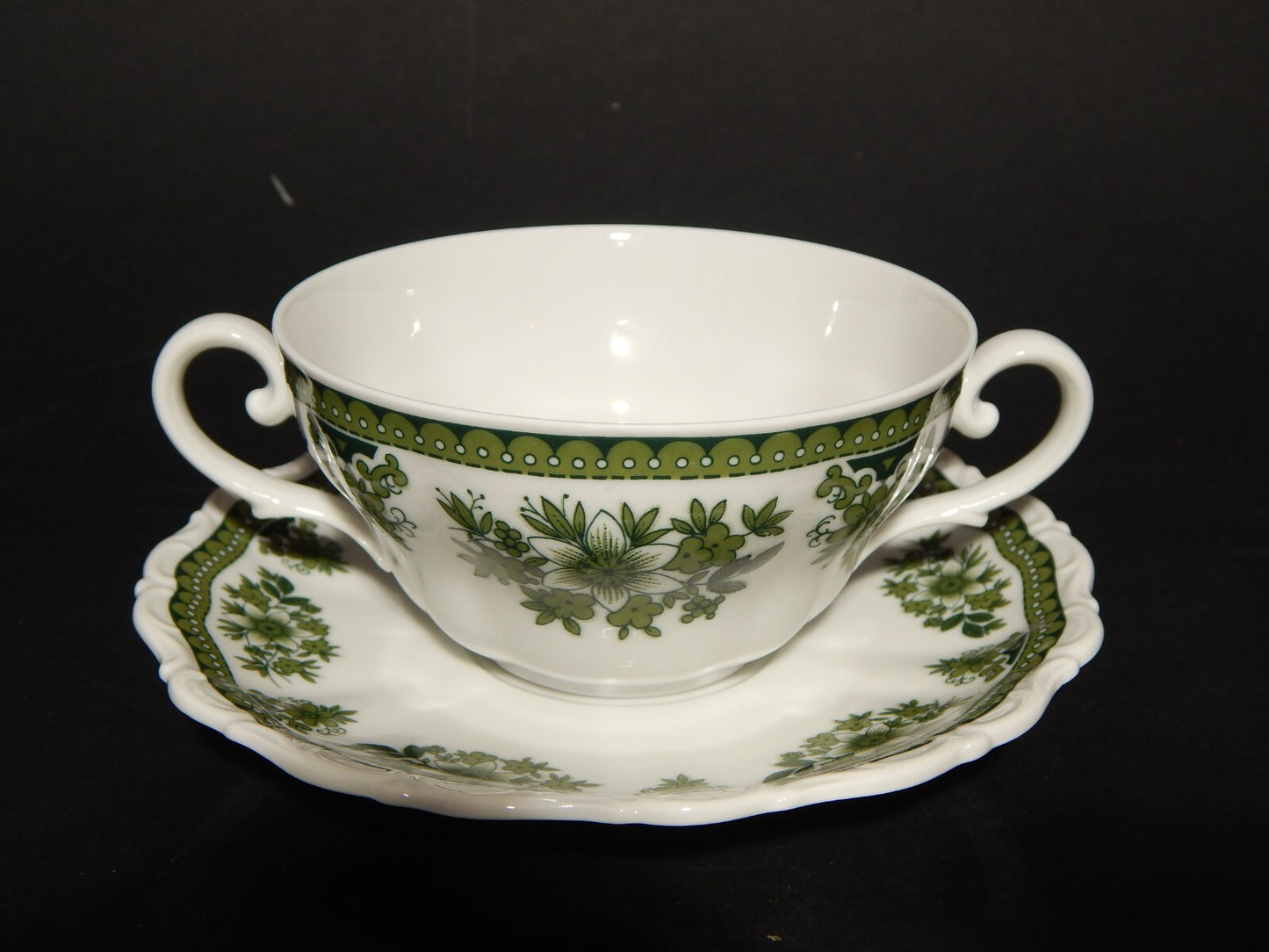 VINTAGE PORCELLANA TAZZA BRODO CONSOMME' SELTMANN WEIDEN HUBERTUS BAROCCO VERDE